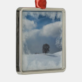 クリスマスのオーナメントの冬の孤独 メタルオーナメント (右)