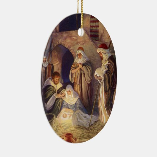 クリスマスのオーナメントの出生Scence セラミックオーナメント (右)