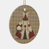 クリスマスのオーナメントの原産のアメリカインディアンの女の子 セラミックオーナメント (右)