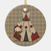 クリスマスのオーナメントの原産のアメリカインディアンの女の子 セラミックオーナメント (正面)