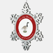 クリスマスのオーナメントの第6日-ガチョウおよび卵 スノーフレークピューターオーナメント (右)