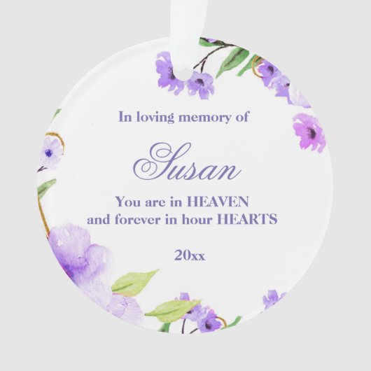 クリスマスのオーナメントの記念の紫色の花 オーナメント (正面)