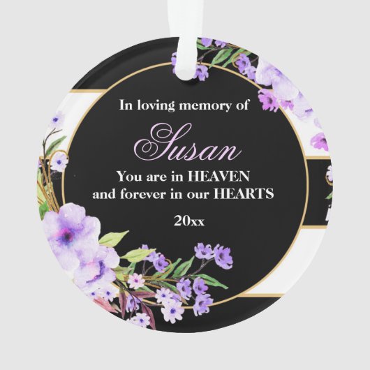 クリスマスのオーナメントの記念の紫色の黒 オーナメント (裏面)