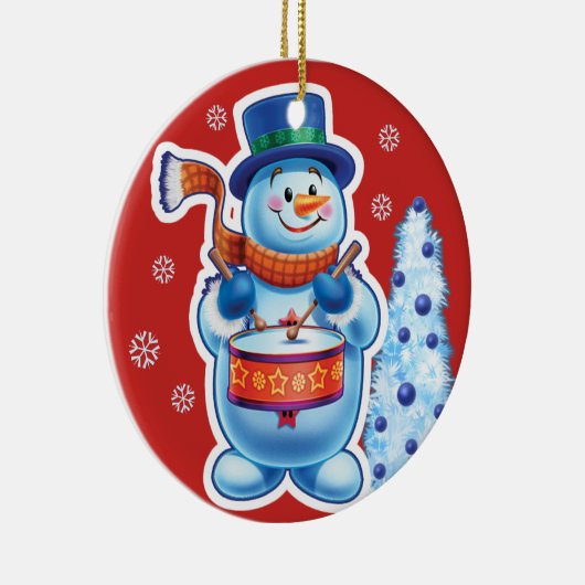 クリスマスのオーナメントの雪だるま音楽バンド セラミックオーナメント (右)