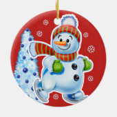 クリスマスのオーナメントの雪だるま音楽バンド セラミックオーナメント (裏面)