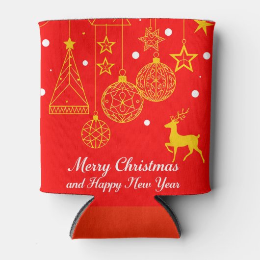 クリスマスのオーナメントを使ったお祭りイラスト 缶クーラー (正面)