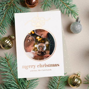 クリスマスのオーナメントを使ったフェスティブな写真 箔シーズンカード