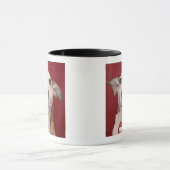 クリスマスのオーナメントを握るジャックラッセルテリア マグカップ (中央)