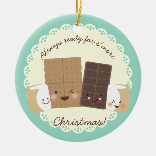 クリスマスのオーナメントを焼くカスタムな色のsmores セラミックオーナメント (正面)