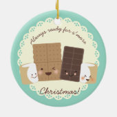 クリスマスのオーナメントを焼くカスタムな色のsmores セラミックオーナメント (裏面)