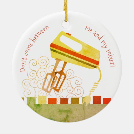 クリスマスのオーナメントを焼くレトロの電気ビーター セラミックオーナメント (裏面)