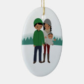 クリスマスのオーナメントカスタマイズ可能な三人家族 セラミックオーナメント (右)