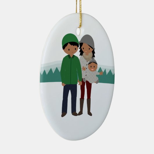 クリスマスのオーナメントカスタマイズ可能な三人家族 セラミックオーナメント (右)