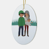 クリスマスのオーナメントカスタマイズ可能な三人家族 セラミックオーナメント (左)