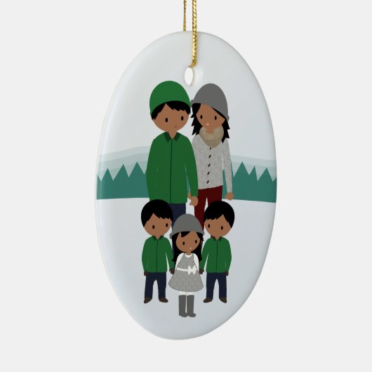 クリスマスのオーナメントカスタマイズ可能な五人家族 セラミックオーナメント (右)