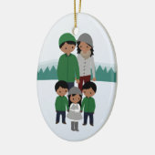 クリスマスのオーナメントカスタマイズ可能な五人家族 セラミックオーナメント (左)