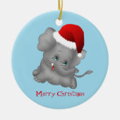 クリスマスのオーナメントサンタ象 セラミックオーナメント (正面)