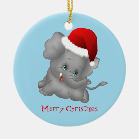 クリスマスのオーナメントサンタ象 セラミックオーナメント (正面)