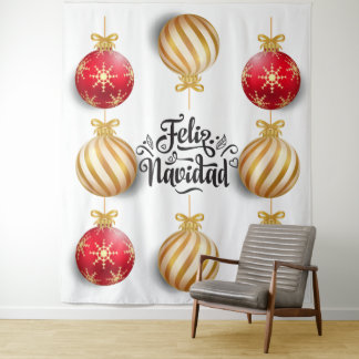 クリスマスのオーナメントボール背景 フェリス・ナビダ タペストリー