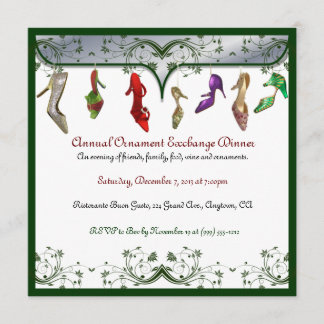 クリスマスのオーナメント交換夕食の招待状 招待状