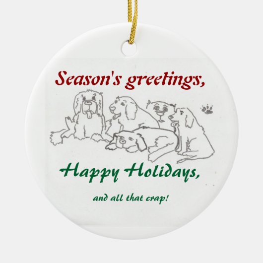 クリスマスのオーナメント犬のパック セラミックオーナメント (正面)