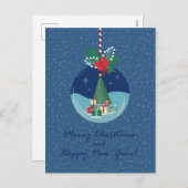 クリスマスのオーナメント カード ツリーとギフト付き (正面/裏面)