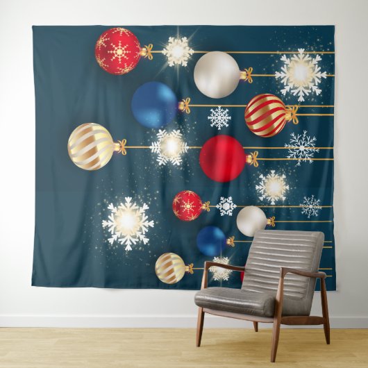クリスマスのオーナメント スノーフレーク デコレーション 背景 タペストリー (インサイチュ(横))