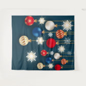 クリスマスのオーナメント スノーフレーク デコレーション 背景 タペストリー (正面(横))