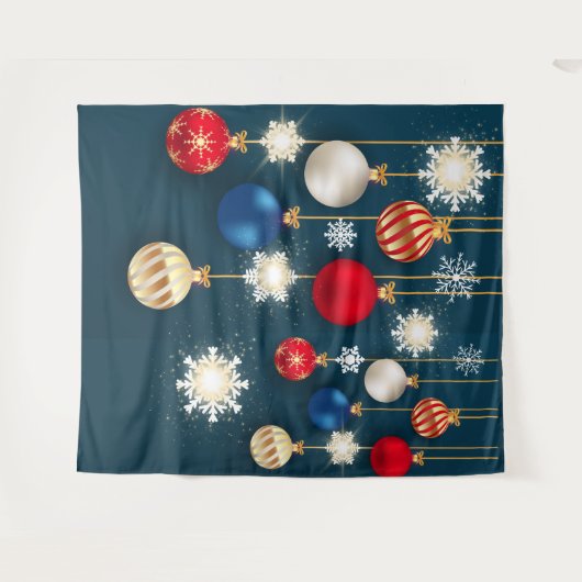 クリスマスのオーナメント スノーフレーク デコレーション 背景 タペストリー (正面(横))