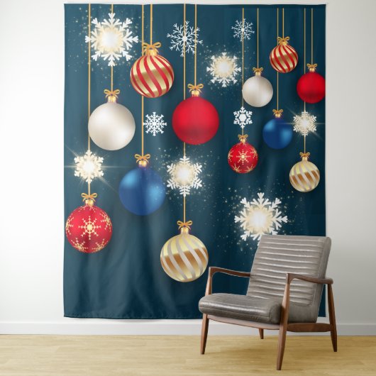 クリスマスのオーナメント スノーフレーク デコレーション 背景 タペストリー (インサイチュ)