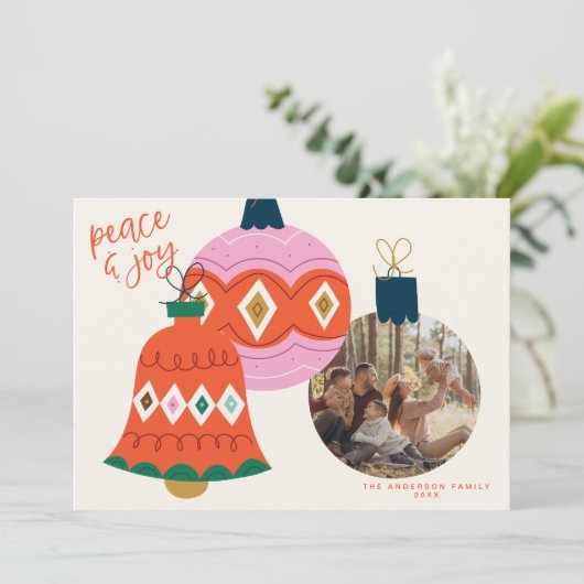 クリスマスのオーナメント フォト カード (スタンド正面)