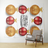 クリスマスのオーナメント　メリークリスマス　赤　金 タペストリー (インサイチュ(横))