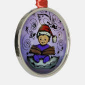 クリスマスのオーナメント-本を読んでいるベビーサンタ メタルオーナメント (右)