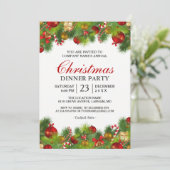 クリスマスのオーナメント 松の実 ベリー 毎年恒例のクリスマス パーティー 招待状 (スタンド正面)
