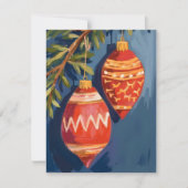 クリスマスのオーナメント 水彩 ホリデー カード (正面)