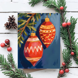 クリスマスのオーナメント 水彩 ホリデー ポストカード