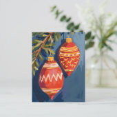 クリスマスのオーナメント 水彩 ホリデー ポストカード (スタンド正面)