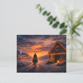 クリスマスのカウボーイの帰宅  ポストカード