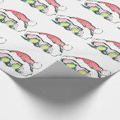 クリスマスのカエルのデュオ- Sumi-e ラッピングペーパー (角)