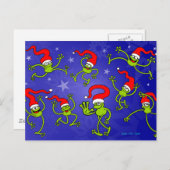 クリスマスのカエルの跳躍、踊りおよび祝うこと! シーズンポストカード (正面/裏面)