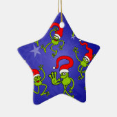 クリスマスのカエルの跳躍、踊りおよび祝うこと! セラミックオーナメント (右)