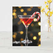 クリスマスのカクテルに飾られたキャンディケイン カード (黄色い花)