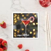 クリスマスのカクテルに飾られたキャンディケイン スタンダードカクテルナプキン (インサイチュ)