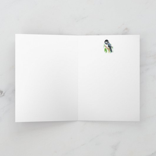 クリスマスのカササギ、庭、鳥、自然の挨拶 シーズンカード (内部)