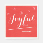 クリスマスのカスタムうれしそうな家族の名前かわいい赤 スタンダードランチョンナプキン (正面)