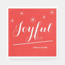 クリスマスのカスタムうれしそうな家族の名前かわいい赤 スタンダードランチョンナプキン