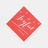 クリスマスのカスタムうれしそうな家族の名前かわいい赤 スタンダードランチョンナプキン (角)