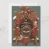 クリスマスのカッコー時計のねずみたち イラスト シーズンカード (正面)