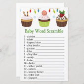 クリスマスのカップケーキベビーの単語スクランブルゲーム (正面/裏面)