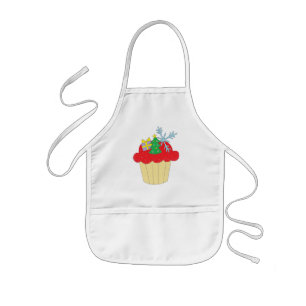 クリスマスのカップケーキ 子供用エプロン